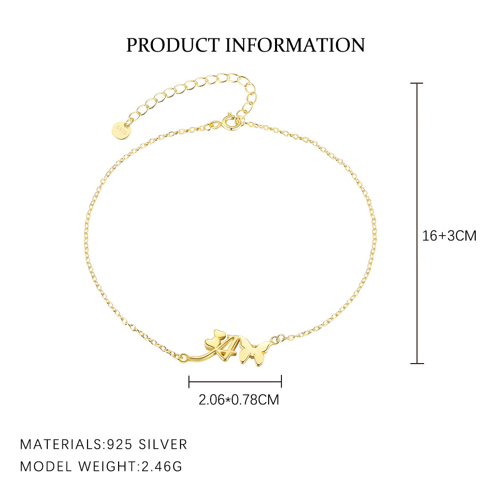 S925 Sterling Silver 26-Letter Bracelet