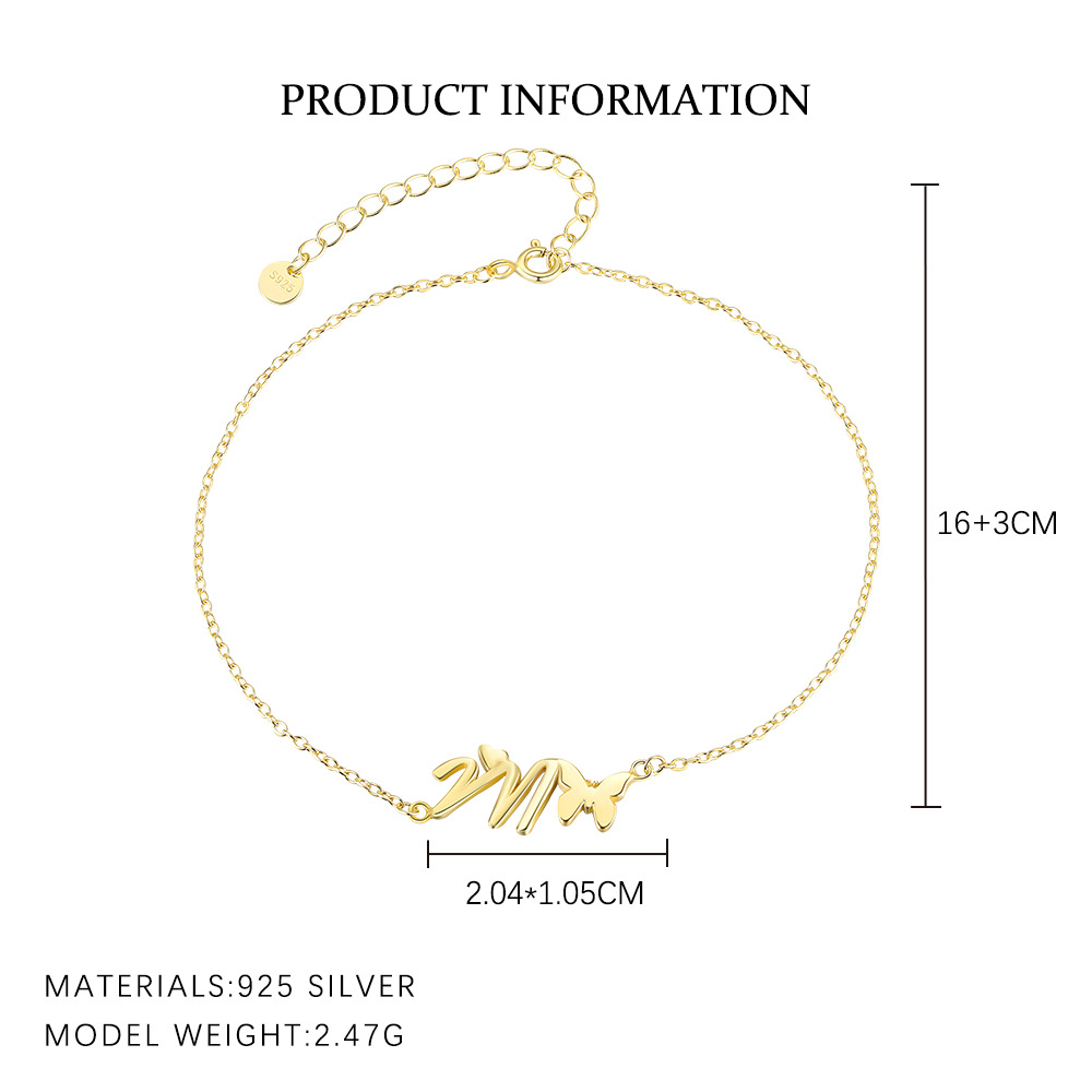 S925 Sterling Silver 26-Letter Bracelet