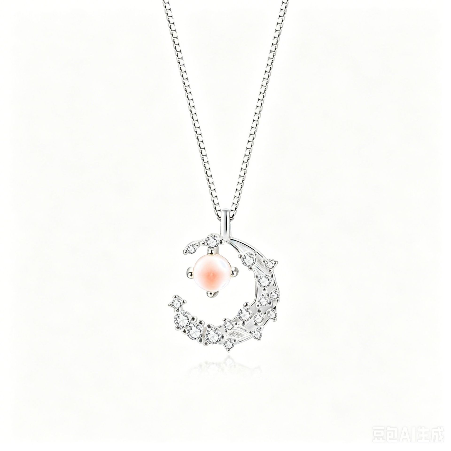 S925 Sterling Silver Moonstone and Zircon Collarbone Necklace
