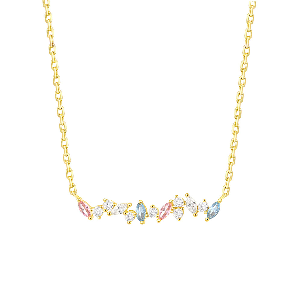 S925 Sterling Silver Necklace with Colorful Cubic Zirconia