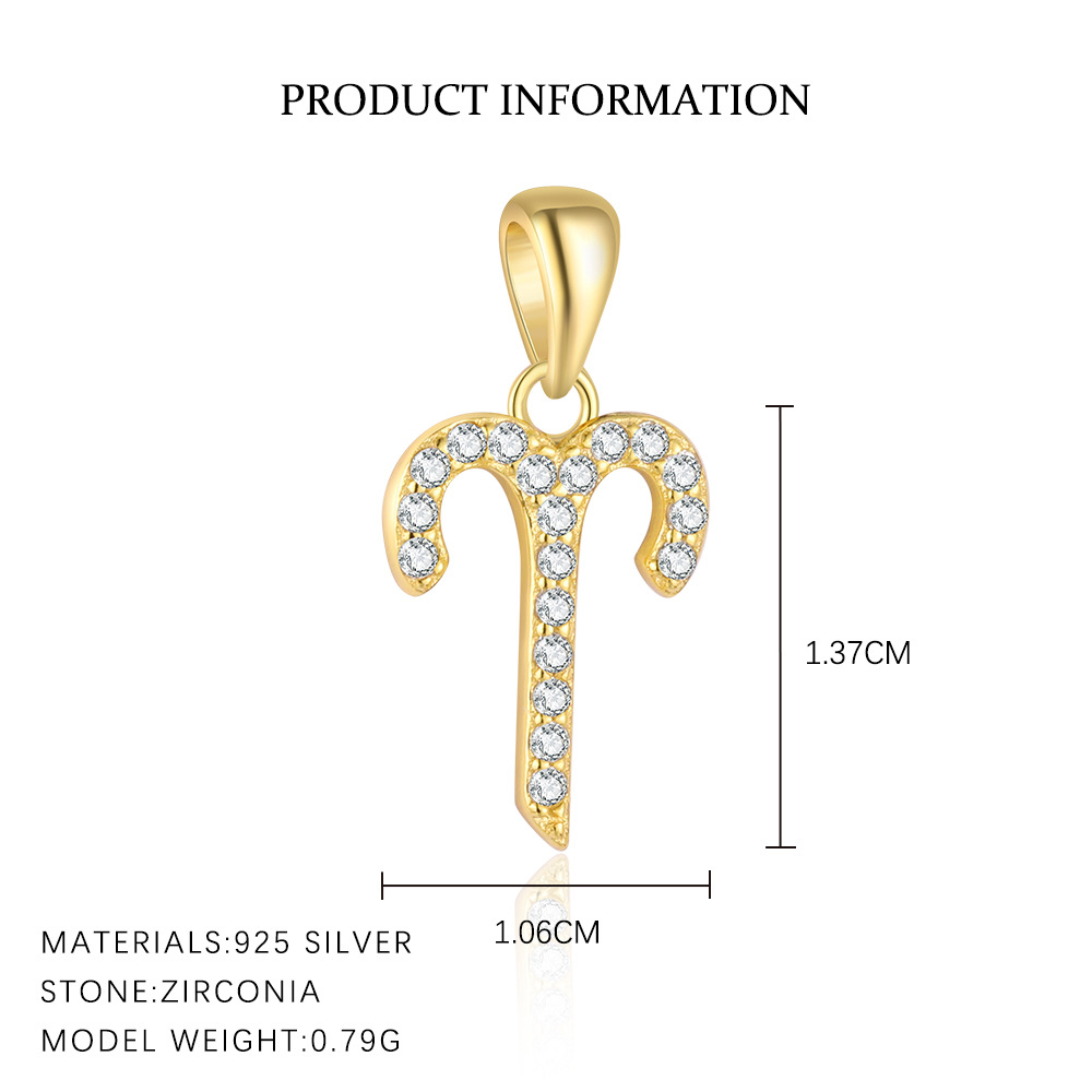 S925 Sterling Silver Zircon Zodiac Pendant