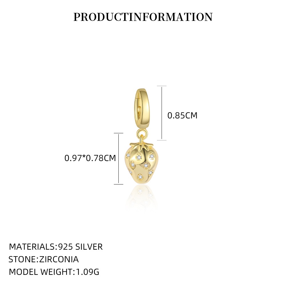 S925 Sterling Silver and Zircon Fruit Pendant