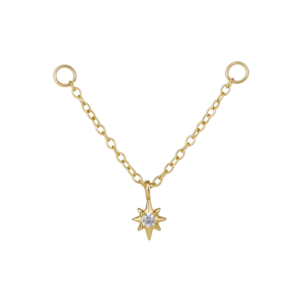 S925 Sterling Silver Chain Ear Bridge with Zirconia(Ear tips not included)