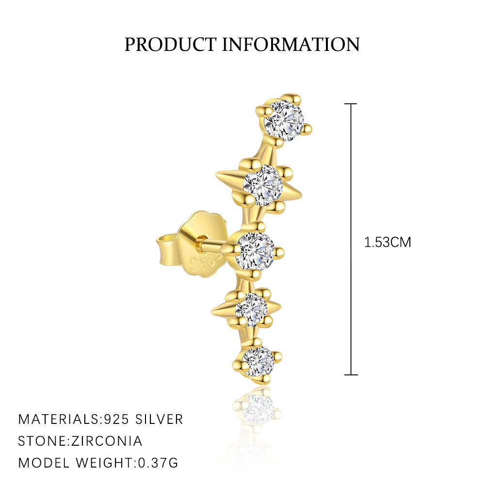 S925 sterling silver stud earrings with cubic zirconia
