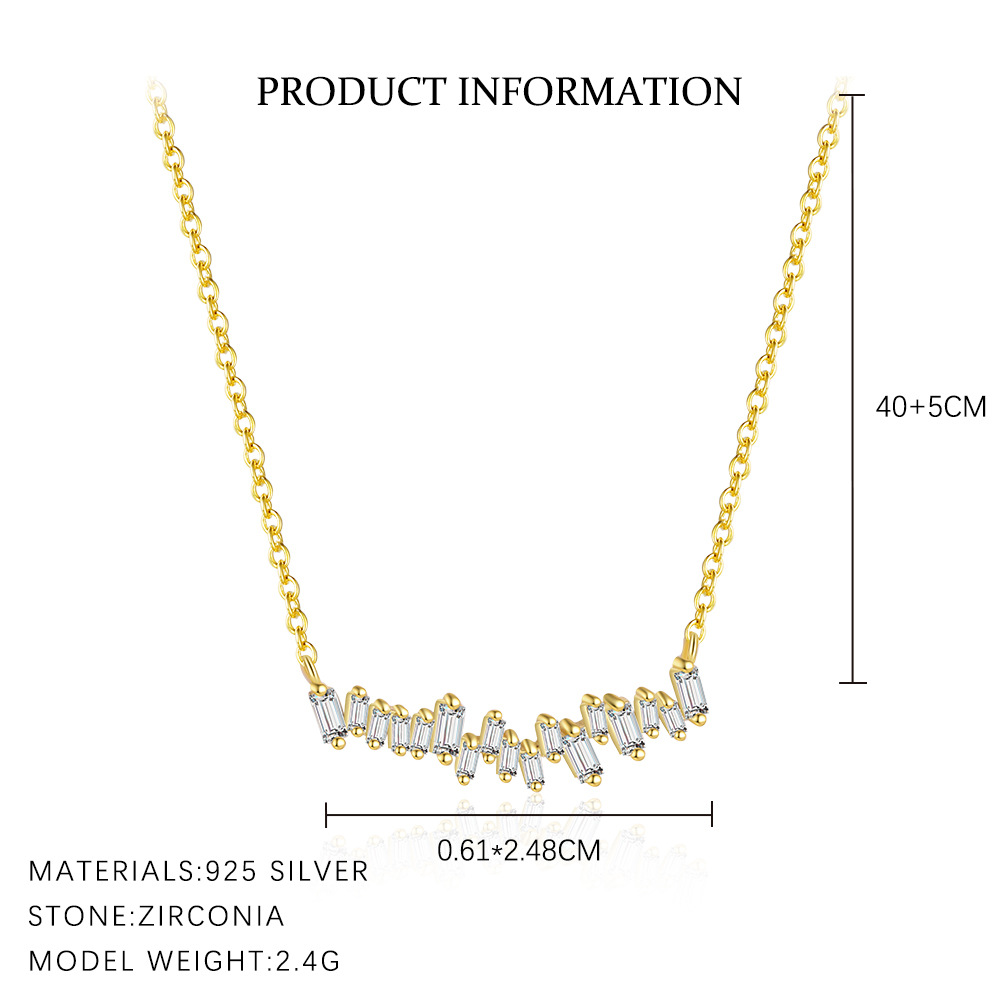 S925 Sterling Silver Necklace with Micro-set Sparkling Zirconia