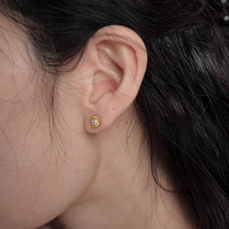 S925 pure silver freshwater pearl earrings