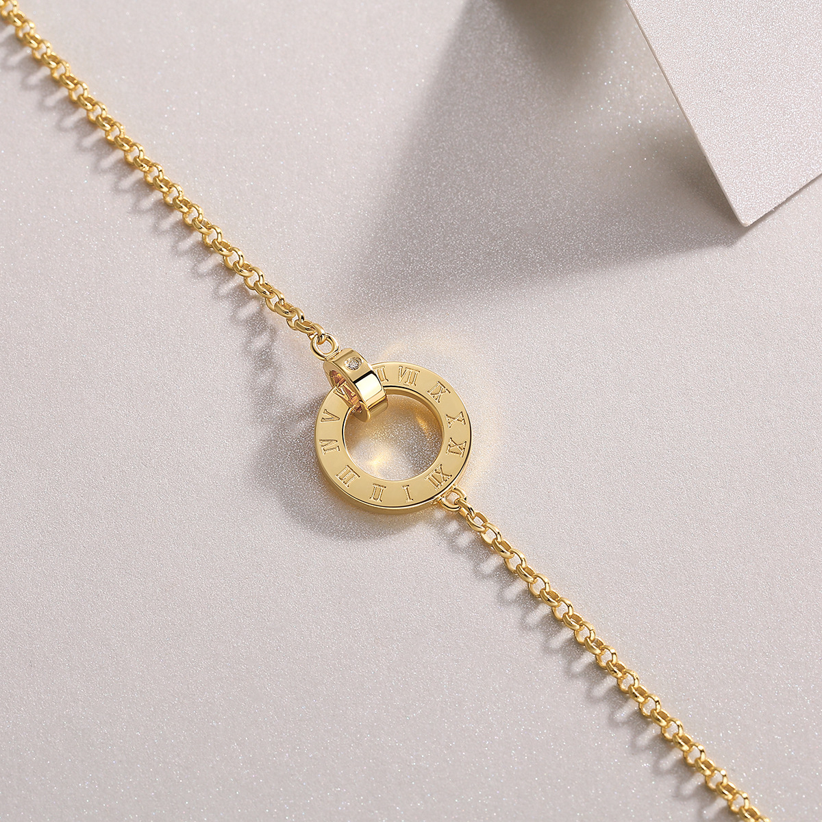 Gold-tone 925 silver moissanite bracelet