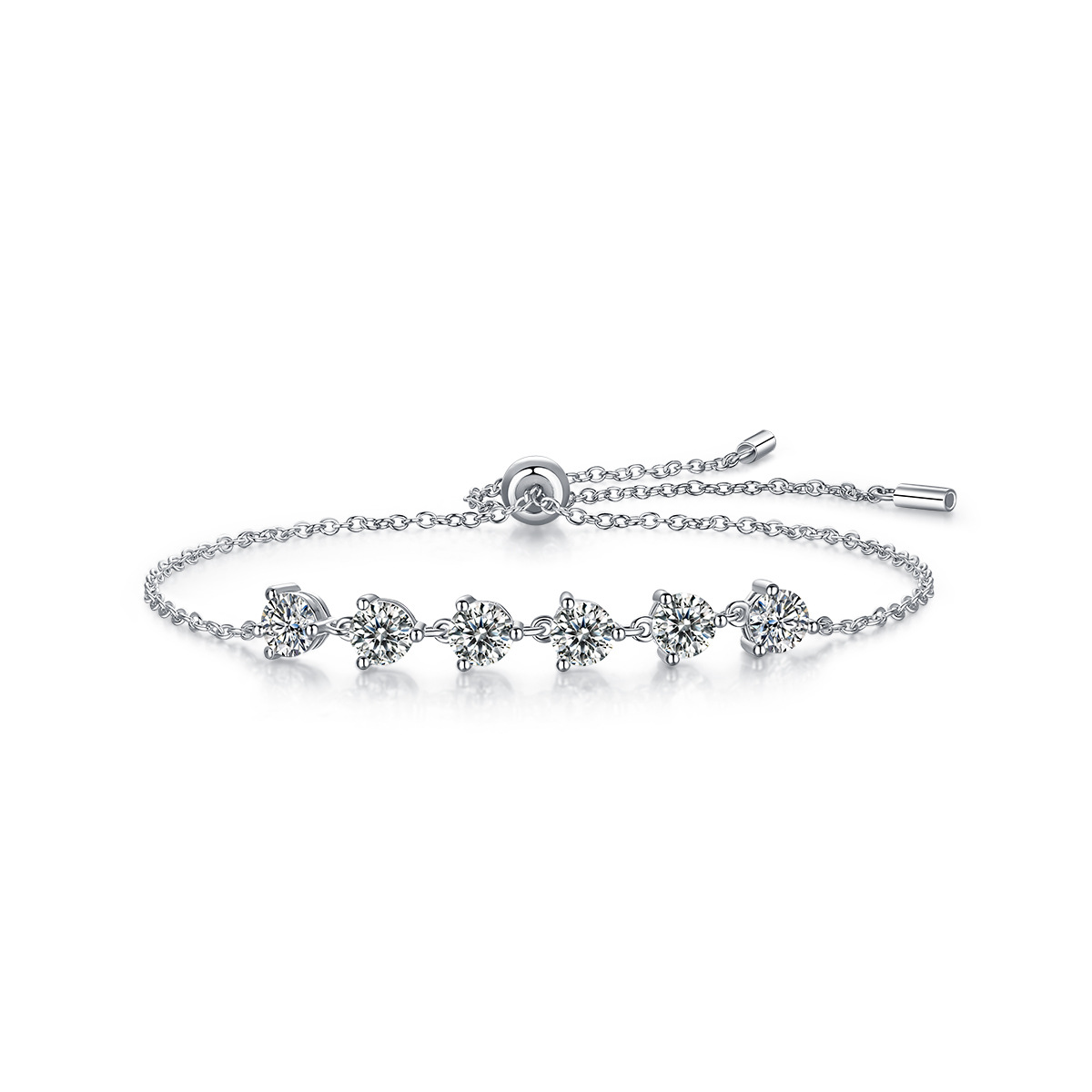 New S925 Silver Moissanite Bracelet with Dreamy Hues