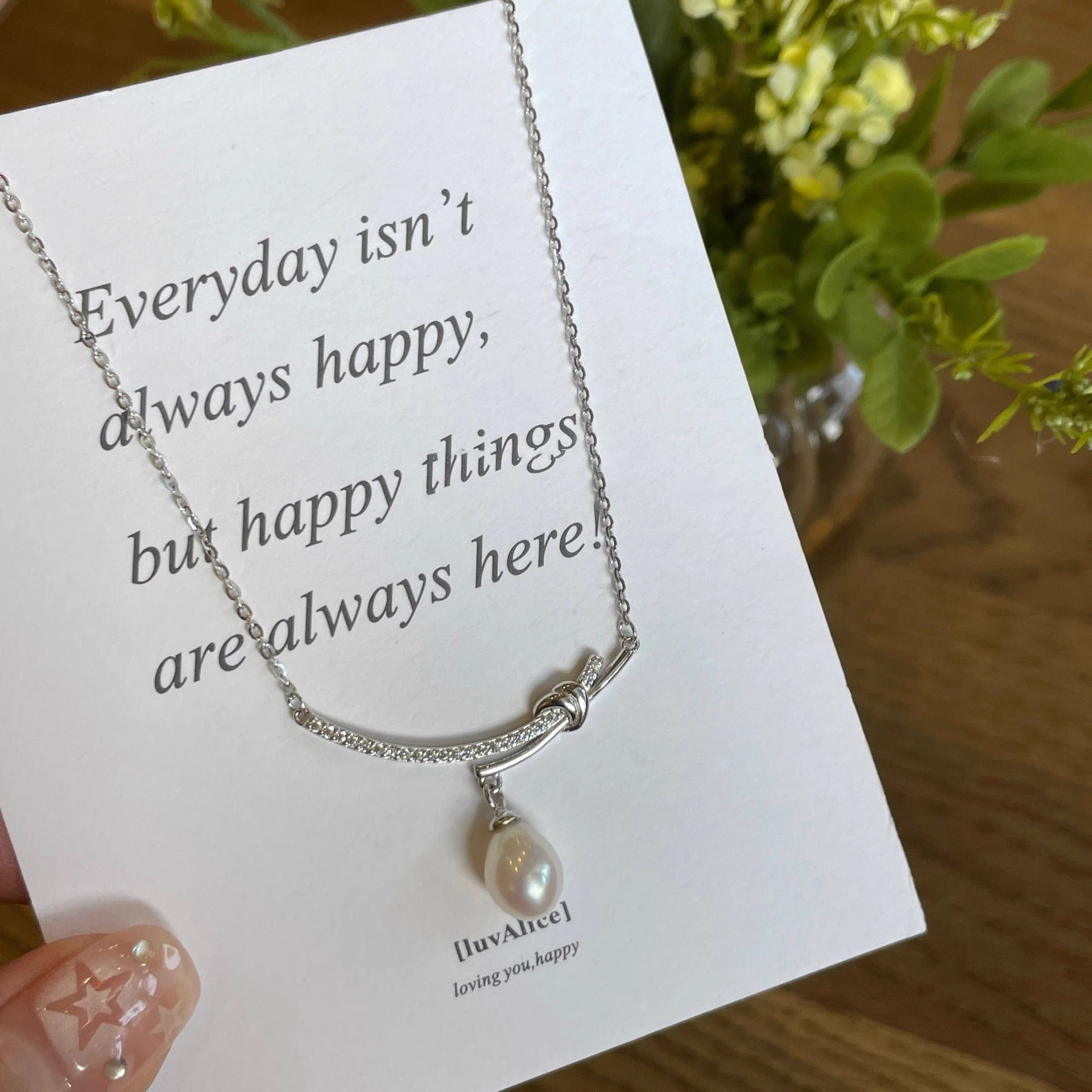 S925 pure silver freshwater pearl pendant necklace