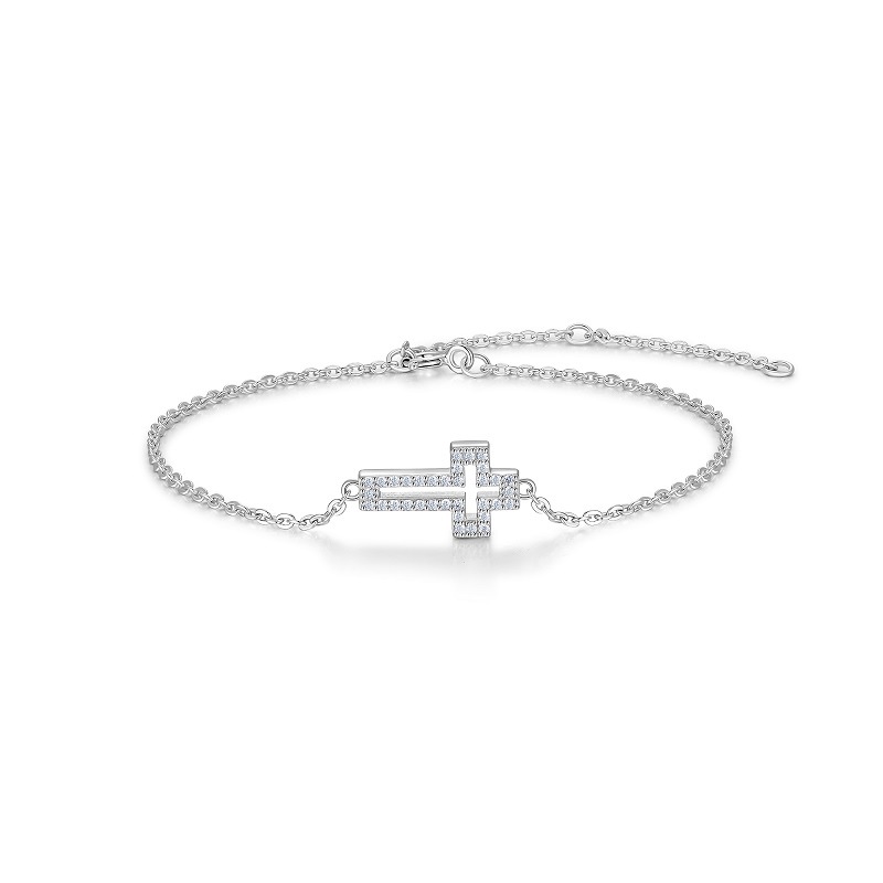 S925 Sterling Silver Non-Tarnishing Moissanite Cross Bracelet