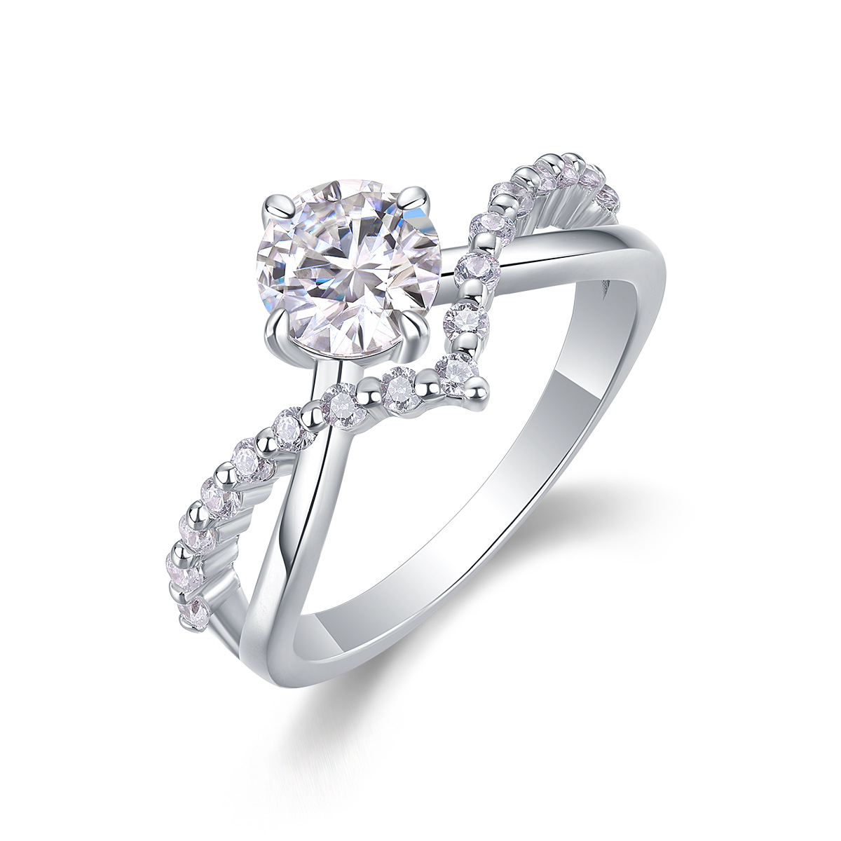 S925 Silver Moissanite Solid-Band Ring