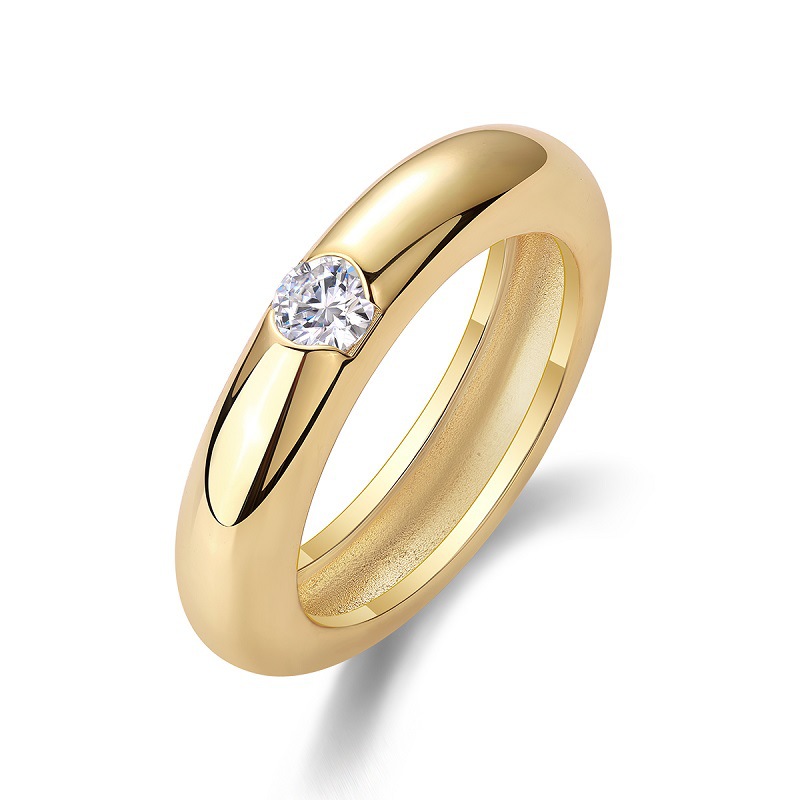 S925 Silver Gold-Plated Moissanite Ring
