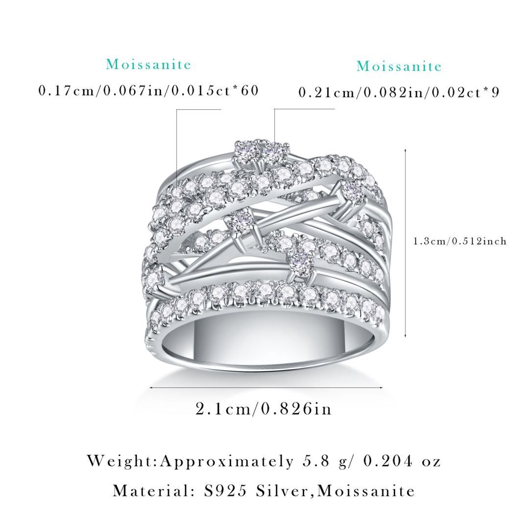 S925 Silver Oversized Moissanite Ring