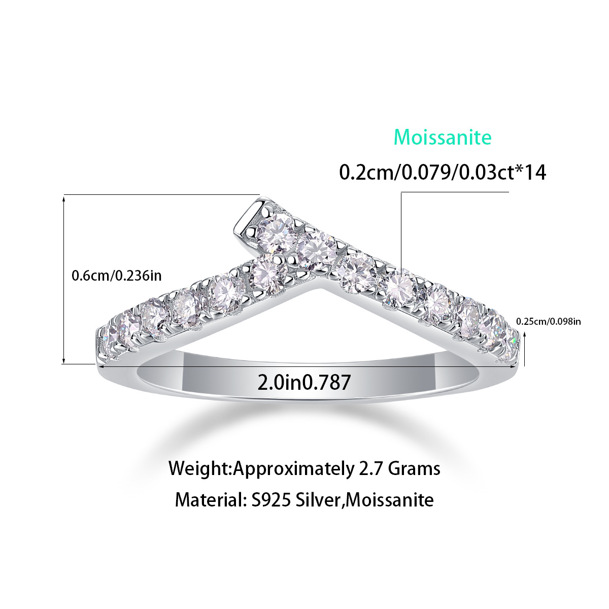 S925 Silver Moissanite Ring