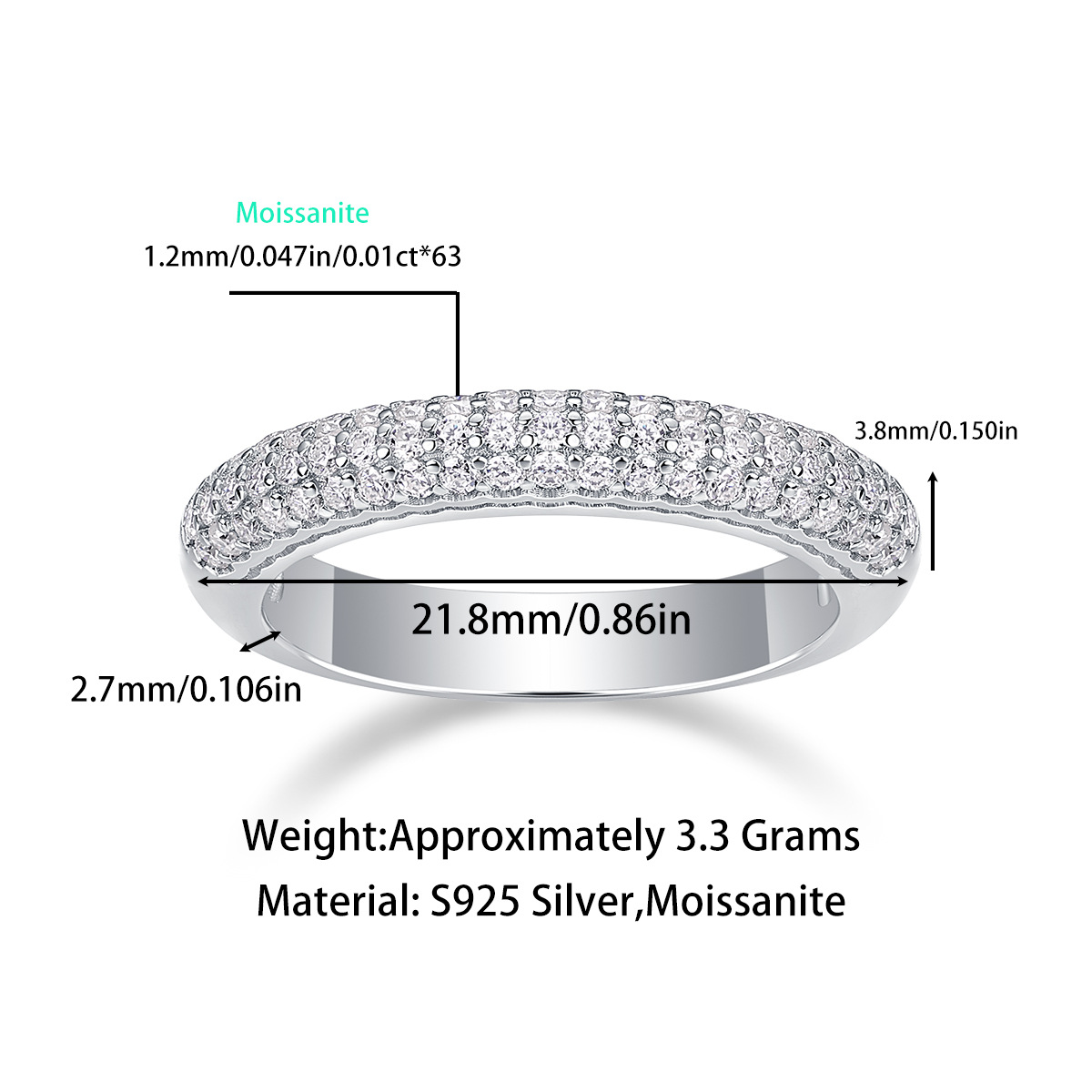 S925 Sterling Silver "Midsummer Years" Moissanite Solid-Band Ring