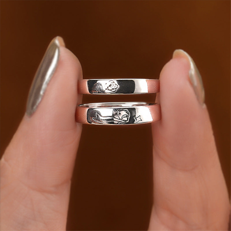 925 sterling silver couple ring - silvery