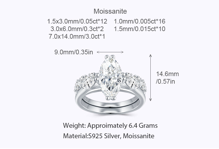 S925 Silver Stackable Moissanite Ring