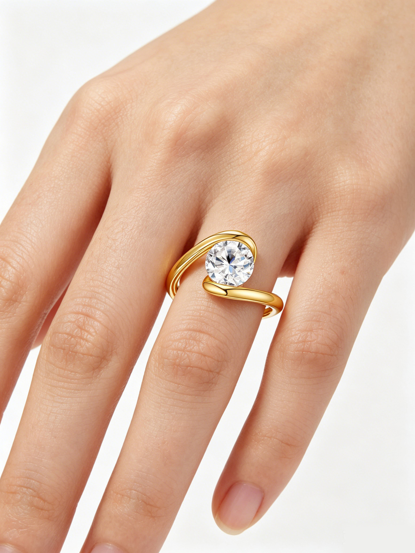 S925 Silver Twisted-Shank Moissanite Ring