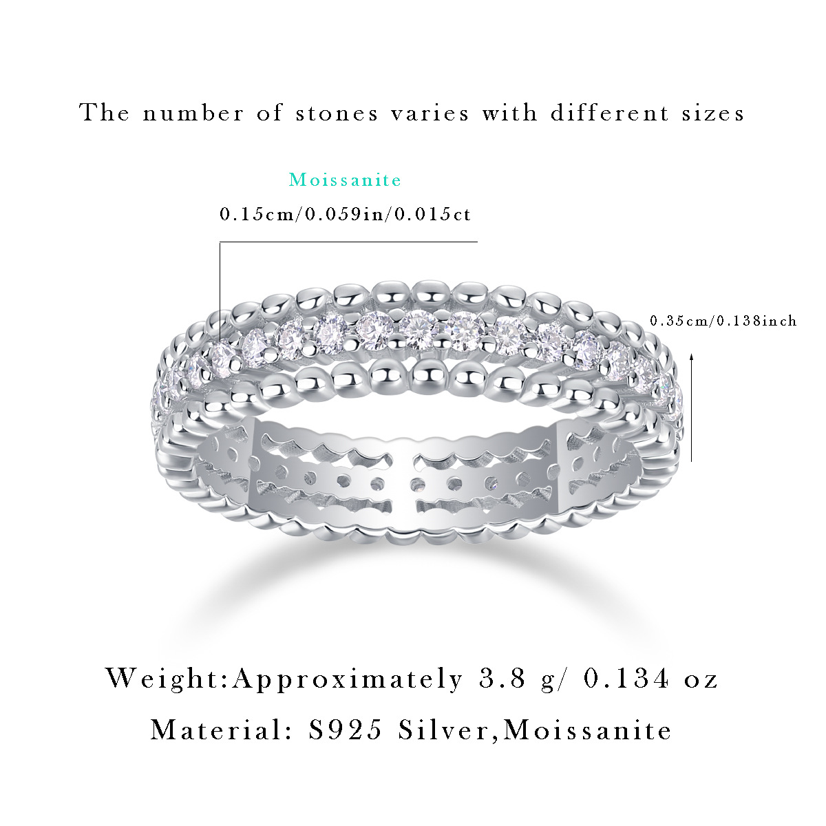 S925 Sterling Silver "Autumn Stroll" Moissanite Closed-Band Ring