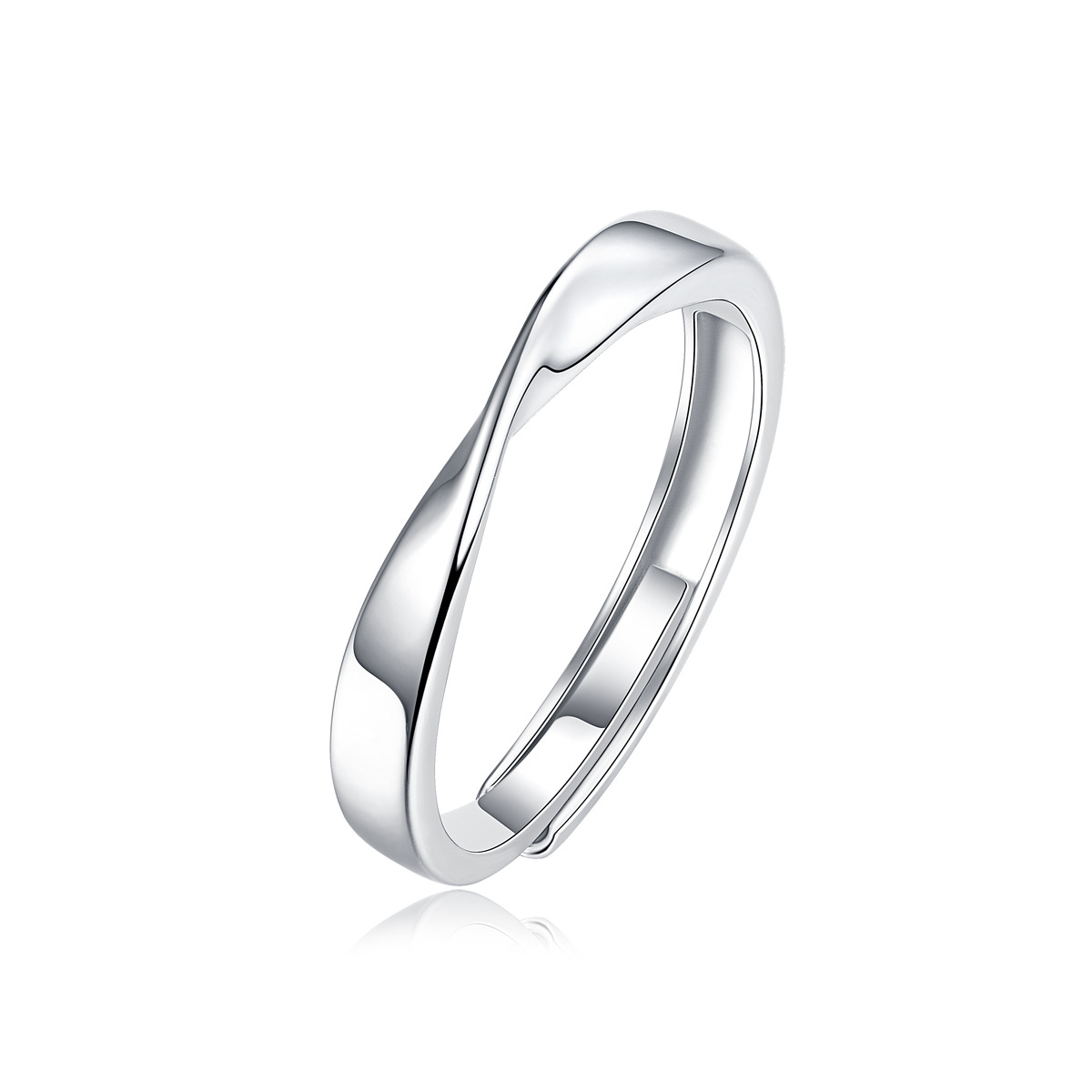 S925 Silver Moissanite Adjustable Möbius Couple's Ring