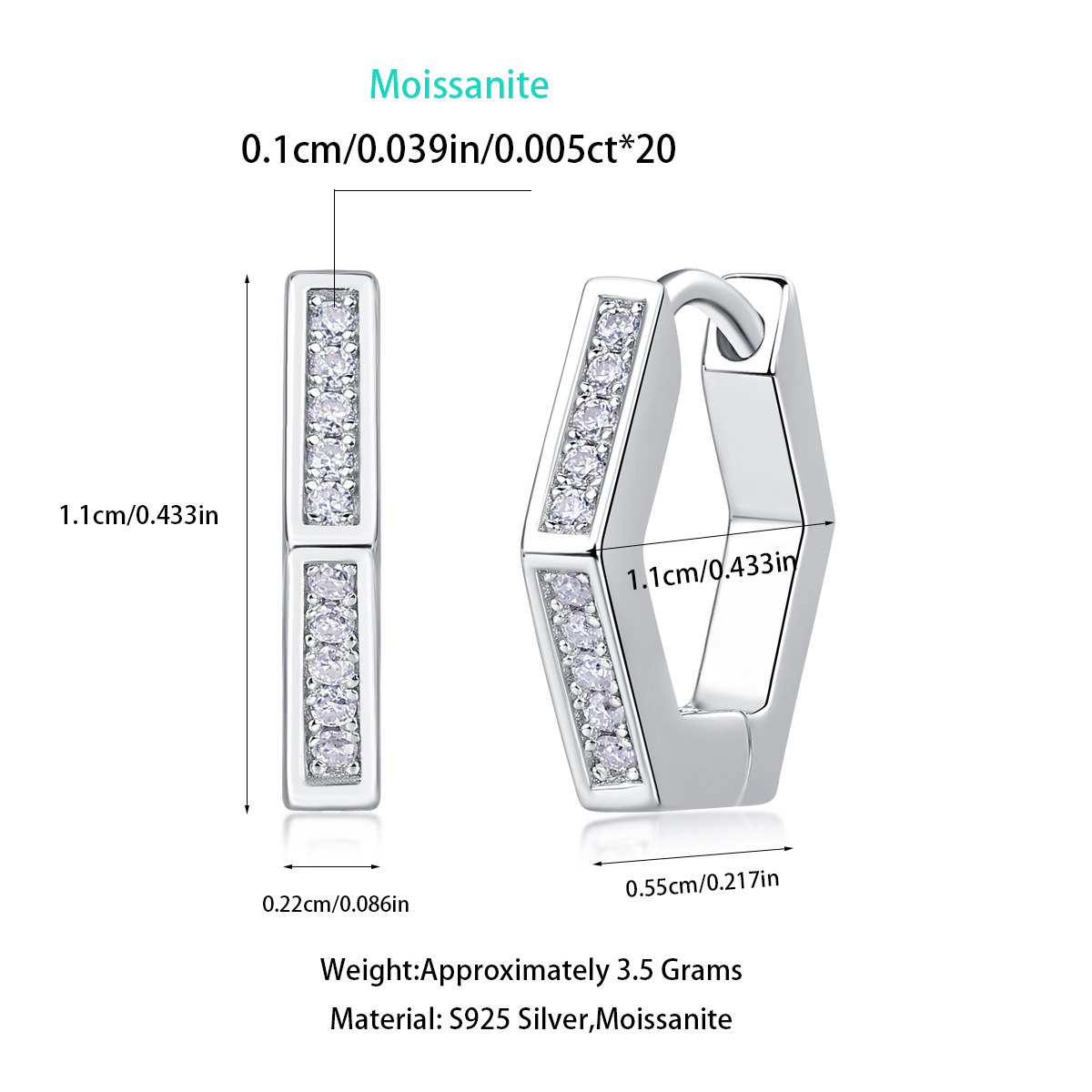S925 Silver "State of Mind" Moissanite Hoop Earrings