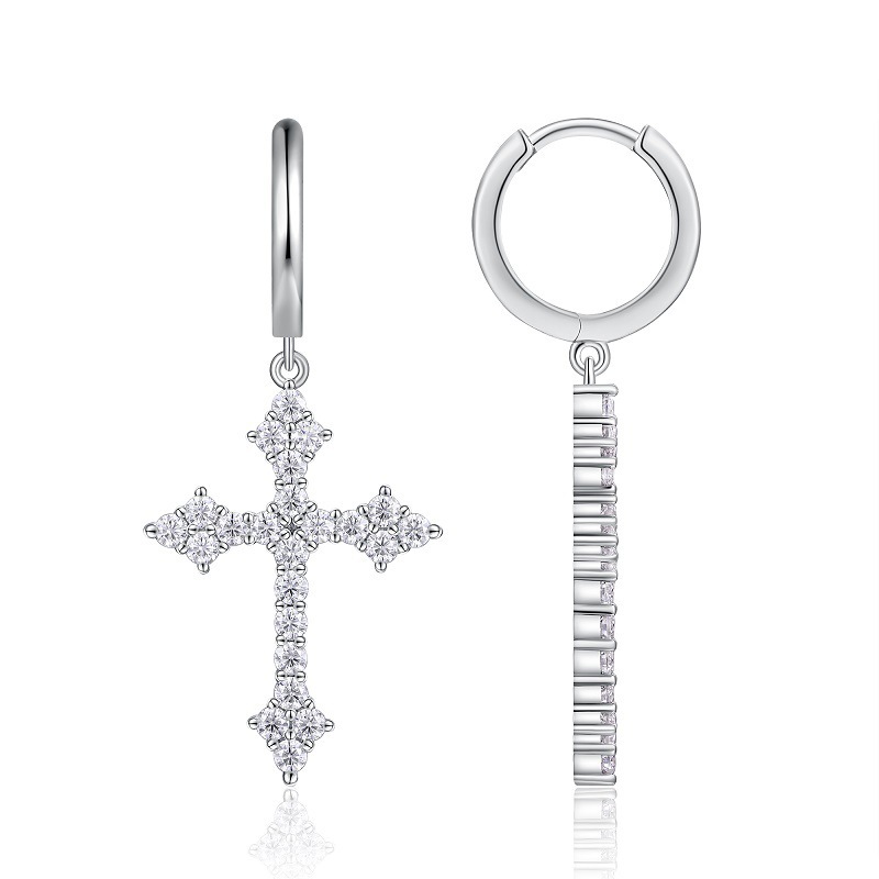 S925 Silver Moissanite Cross Earrings