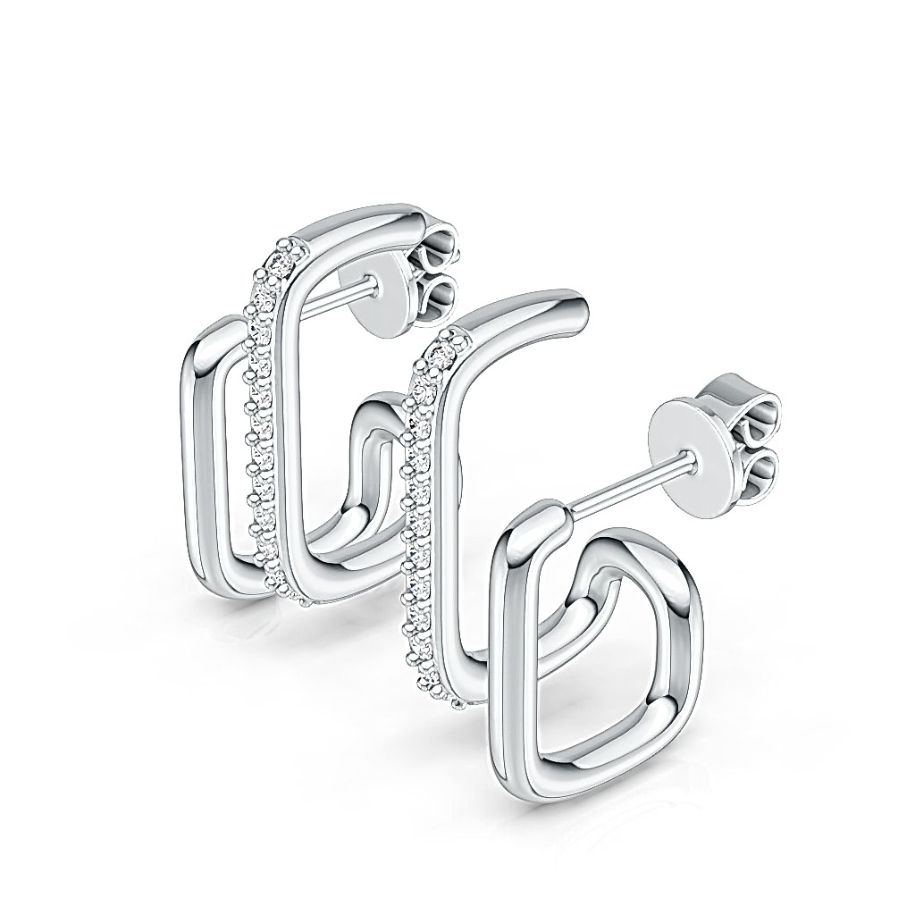 S925 Silver Bold Geometric Moissanite Earrings