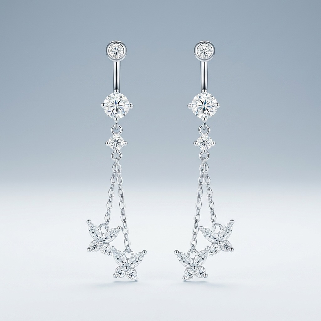 S925 Silver Long Moissanite Stud Earrings