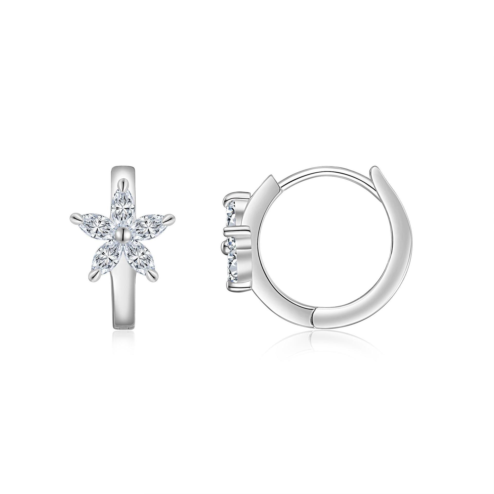 S925 Sterling Silver Round Moissanite Hoop Earrings