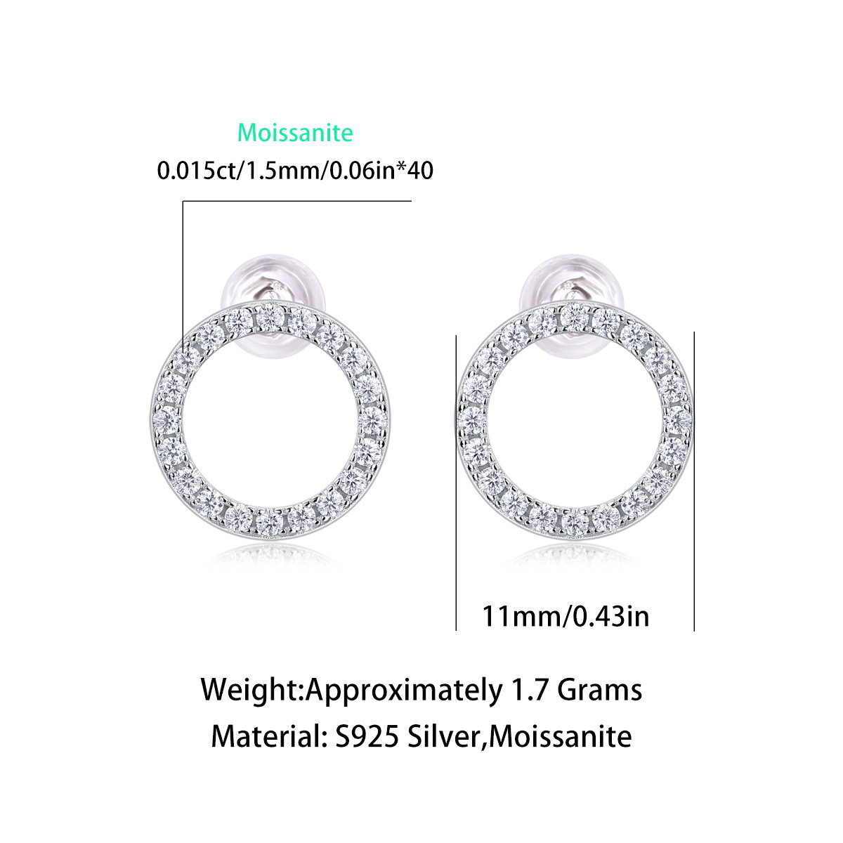 S925 Silver Exploration Moissanite Stud Earrings