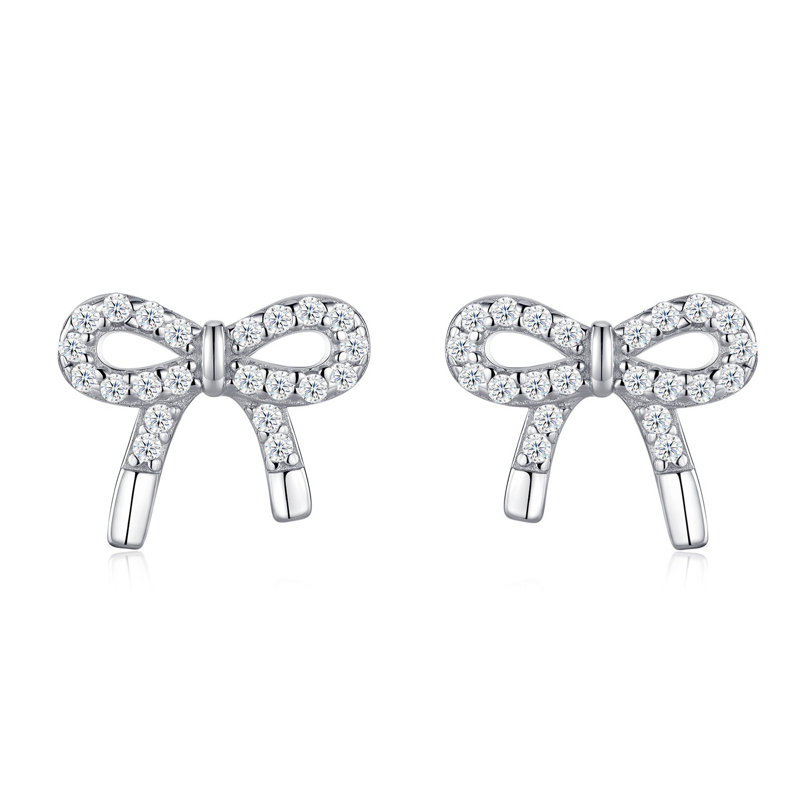 S925 Silver Bow Moissanite Stud Earrings