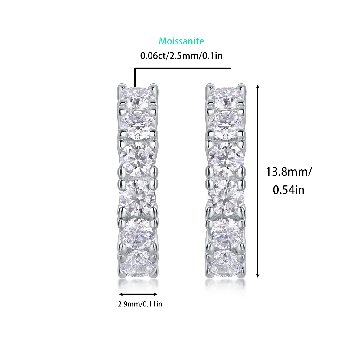 S925 Silver Earrings with Elaborate Moissanite Inlay 