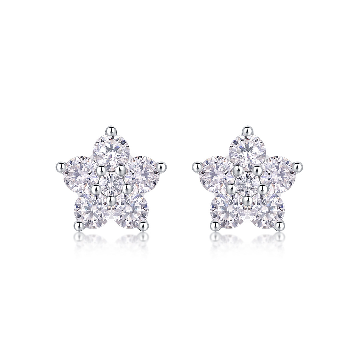 S925 Silver Six-Prong Moissanite Stud Earrings