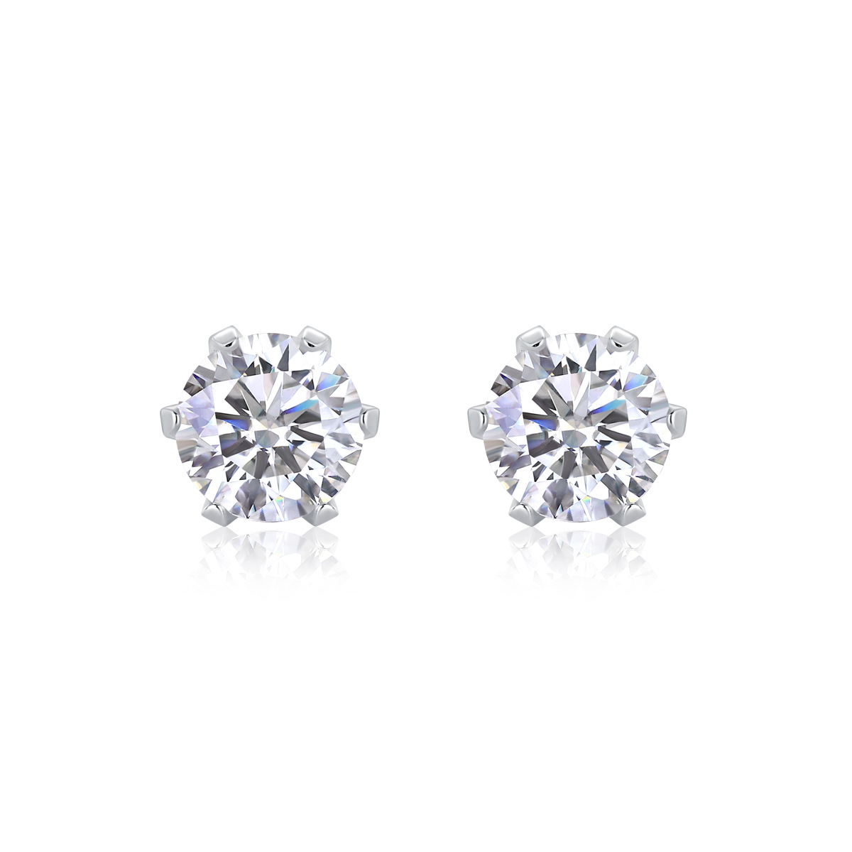 S925 Sterling Silver Round Moissanite Earrings for Sensitive Ears