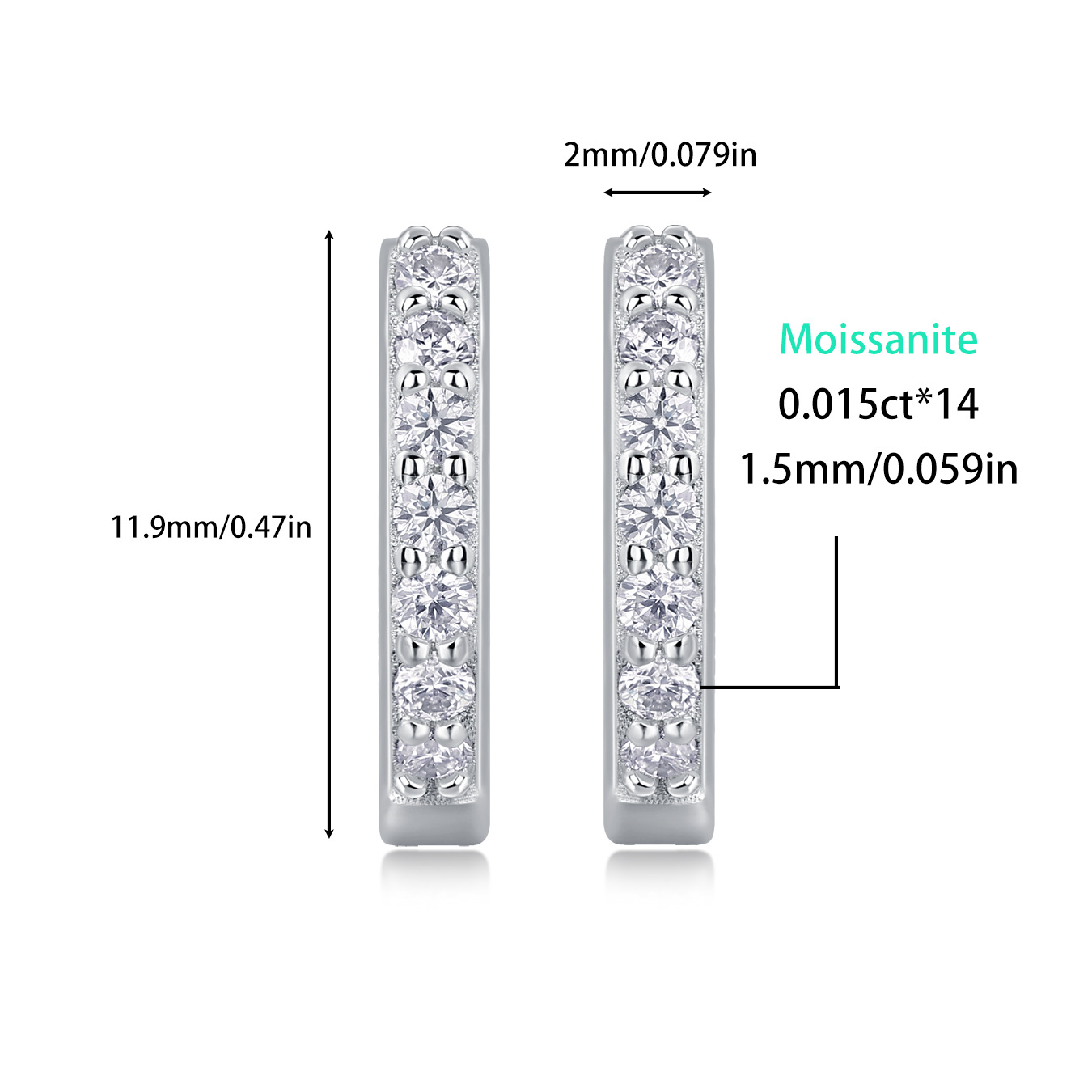 S925 Sterling Silver Sweet & Chic Moissanite Hoop Earrings