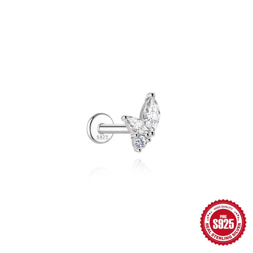 S925 Sterling Silver Square Star & Moon Moissanite Stud Earrings