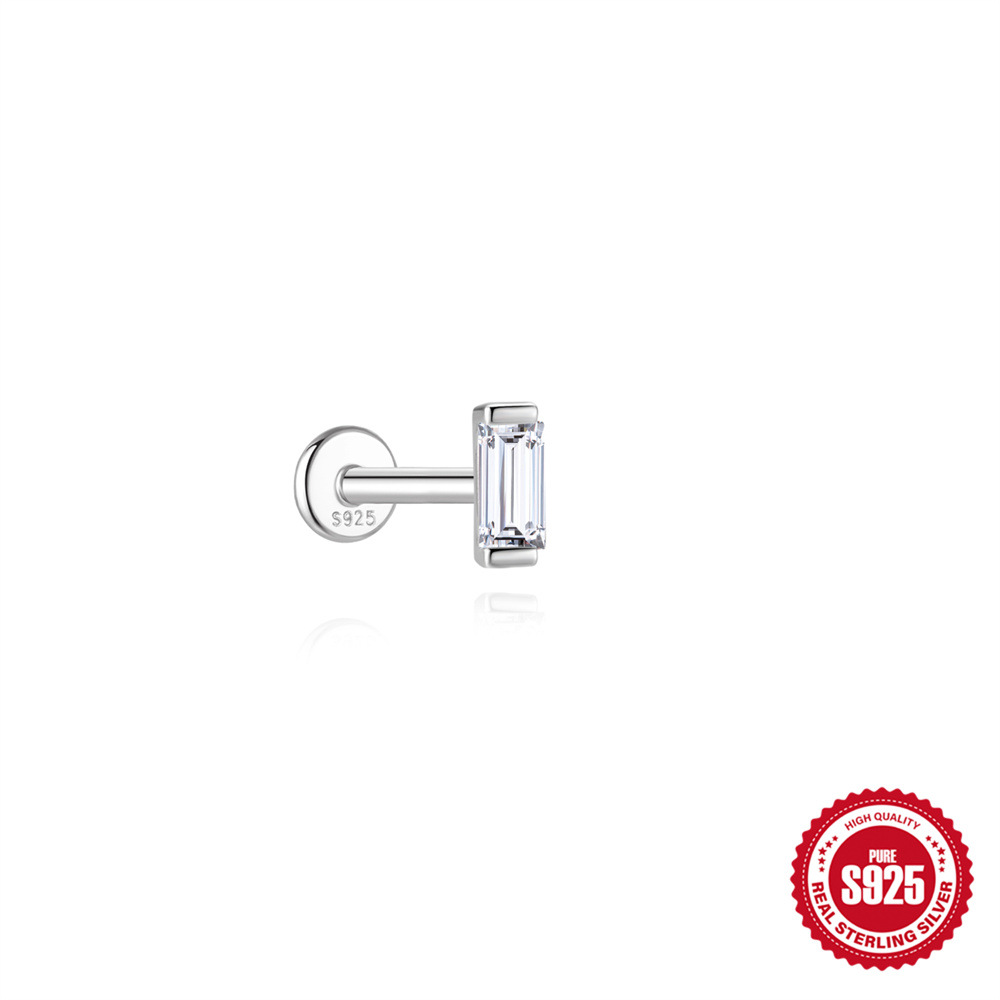 S925 Sterling Silver Square Star & Moon Moissanite Stud Earrings