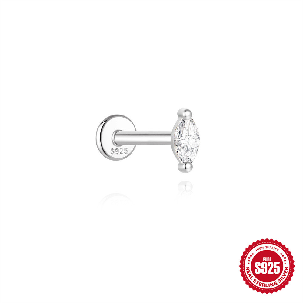 S925 Sterling Silver Moissanite Four-Petal Flower Stud Earring