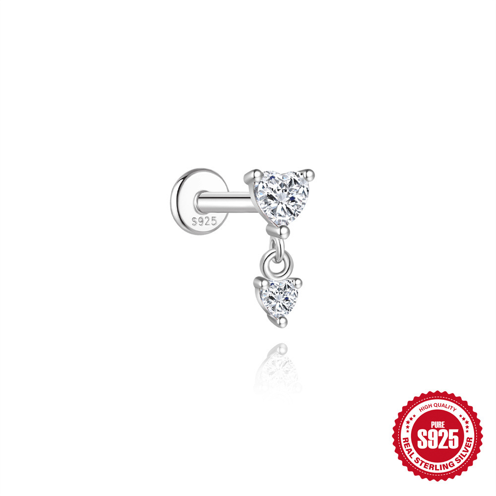 S925 Sterling Silver Hexagram Moissanite Threaded Cartilage Stud Earring