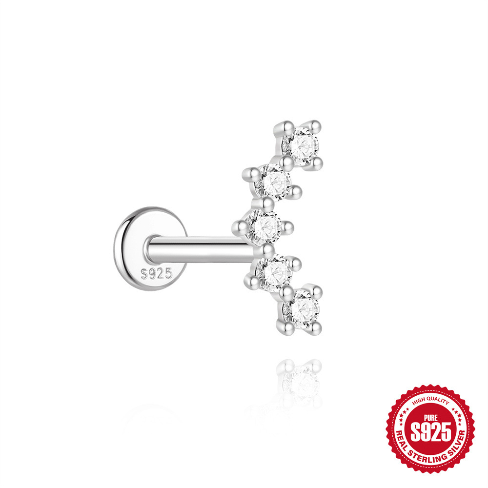 S925 Sterling Silver Moissanite Classic Bezel-Set Round Screw-Back Earrings