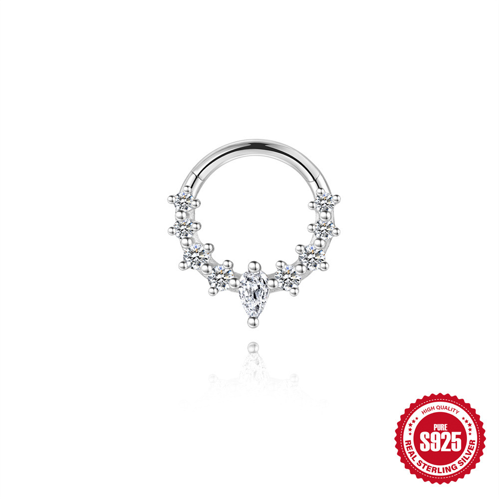 S925 Sterling Silver Micro-Pave Moissanite Non-Pierced Ear Cuff