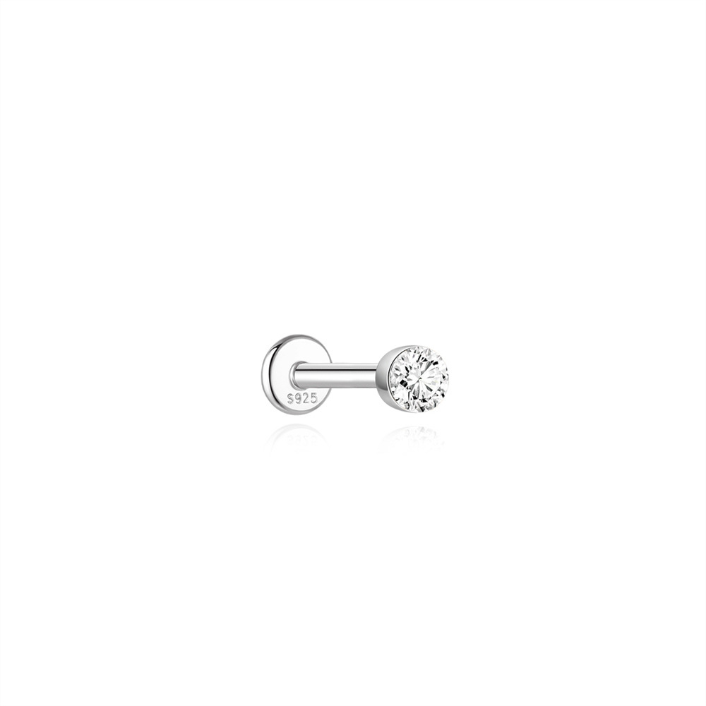 S925 Sterling Silver Moissanite Threaded Cartilage Stud