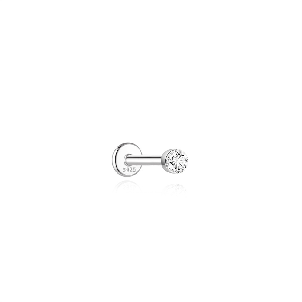 S925 Sterling Silver Moissanite Threaded Cartilage Stud