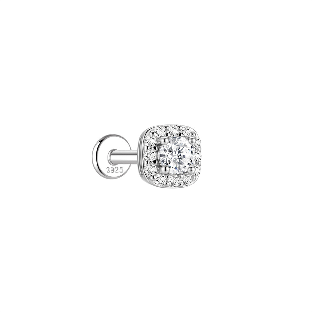 Authentic 925 Sterling Silver Geometric Earrings with D-Color Moissanite