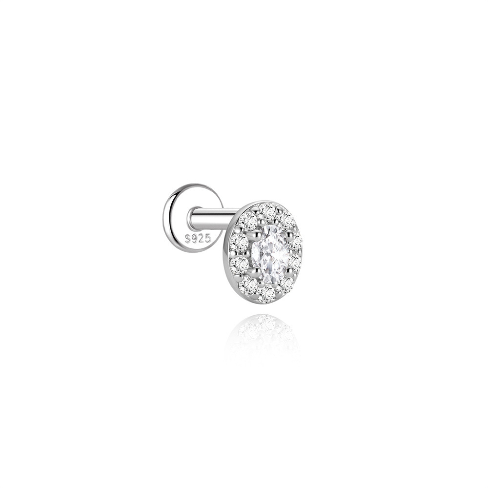 Authentic 925 Sterling Silver Geometric Earrings with D-Color Moissanite