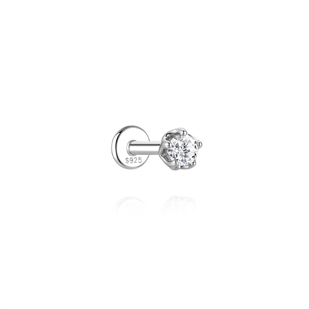 Authentic 925 Sterling Silver Geometric Earrings with D-Color Moissanite