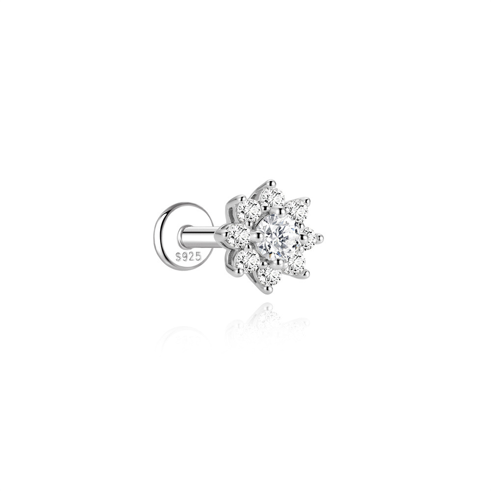 Authentic 925 Sterling Silver Geometric Earrings with D-Color Moissanite