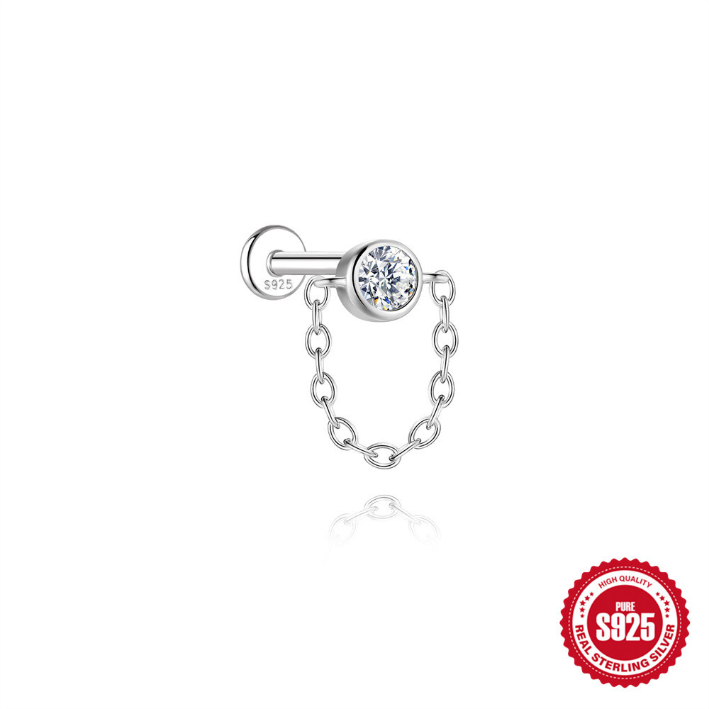 S925 Sterling Silver Moissanite 16G Cartilage Stud(Single unit)