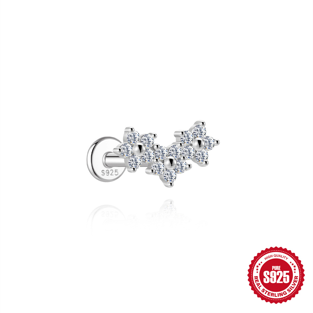 S925 Sterling Silver Snowflake & Wave Spinner Tassel Moissanite Earrings(Single unit)