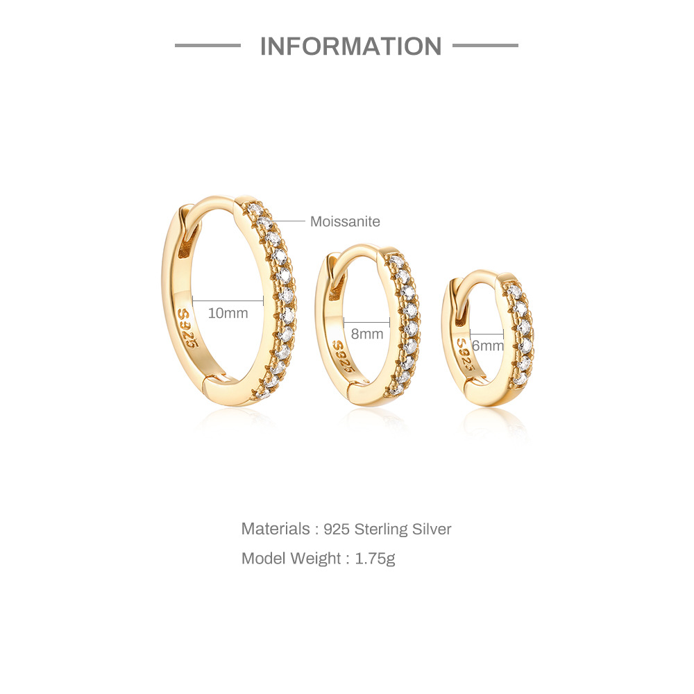S925 Sterling Silver Moissanite Hoop Earrings